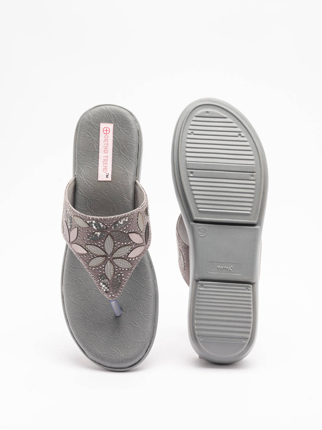 ORTHO TREND Women's Flats Ortho comfort-Light weight Flats Good for Knee & Foot Pain-Grey