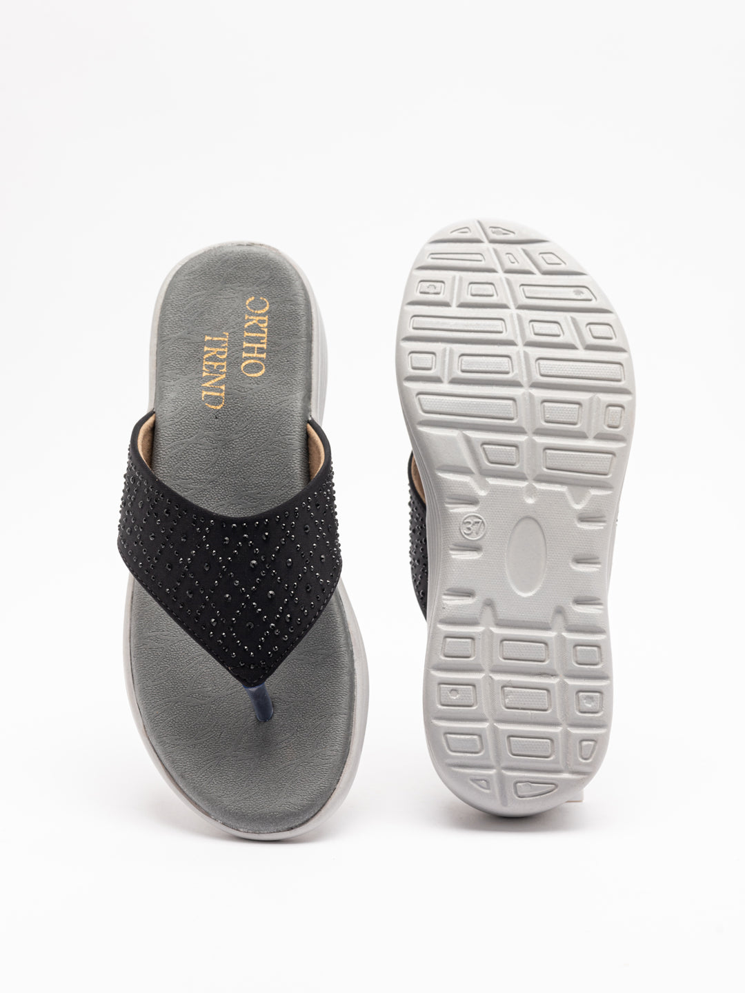 ORTHO TREND Women's Flats Ortho comfort-Light weight Flats Comfortable & Daily use-BLACK
