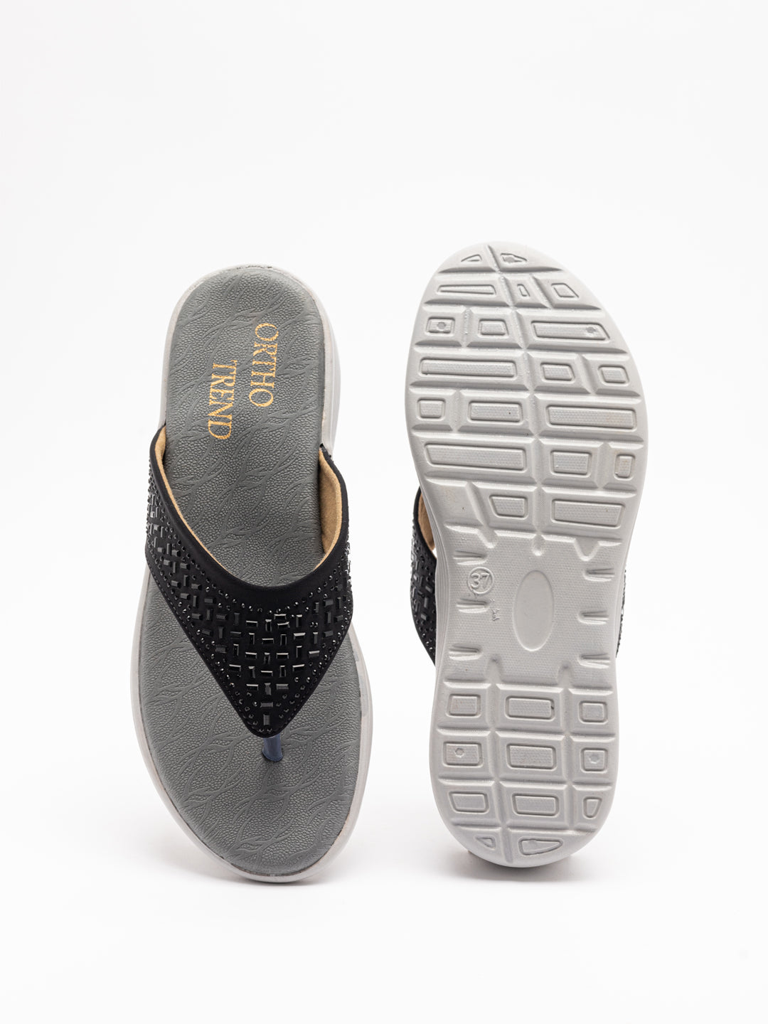 ORTHO TREND Women's Flats Ortho comfort-Light weight Flats Comfortable & Daily use-BLACK