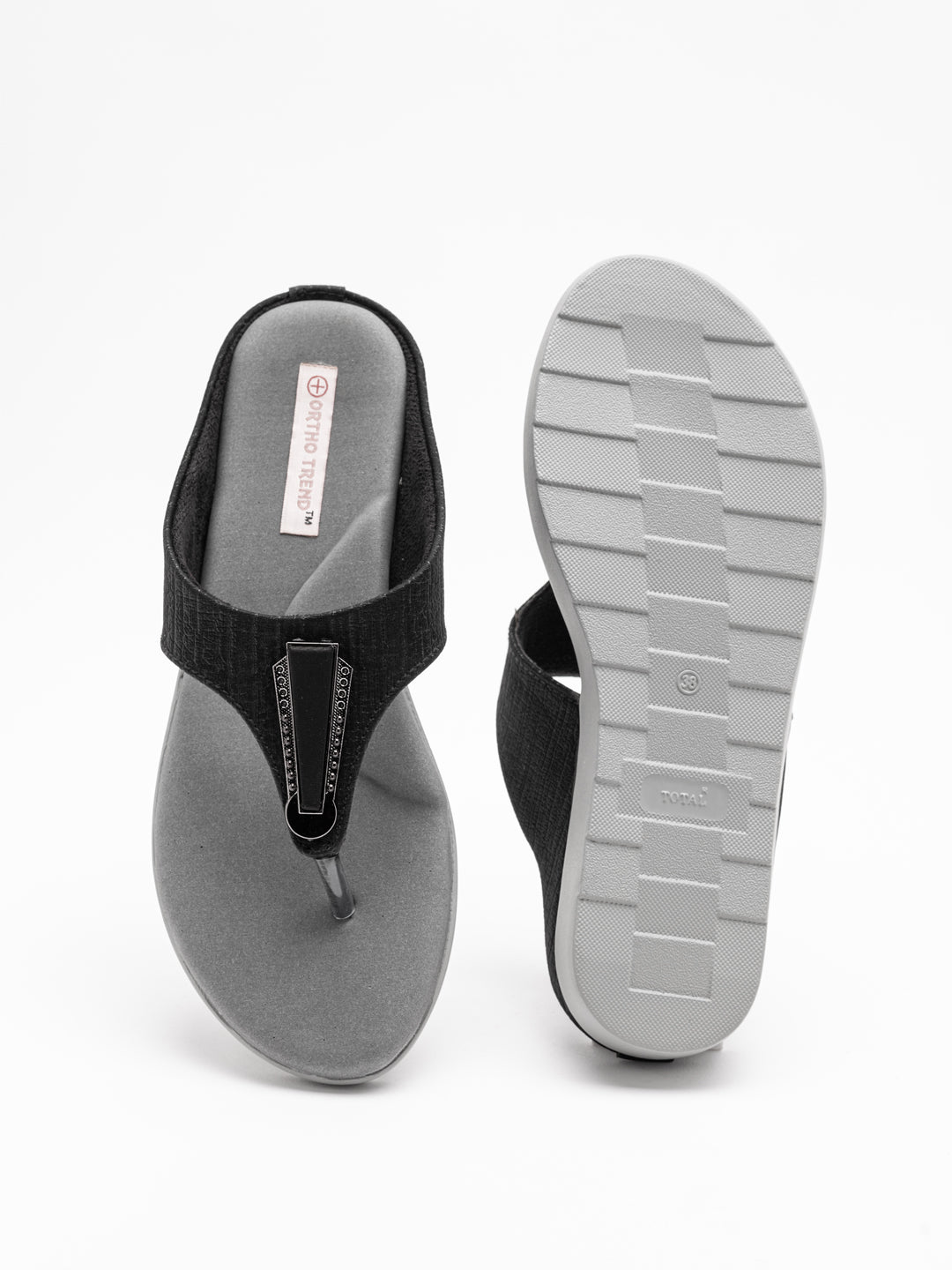 ORTHO TREND Women's Flats Ortho comfort-Light weight Flats Comfortable & Daily use-BLACK