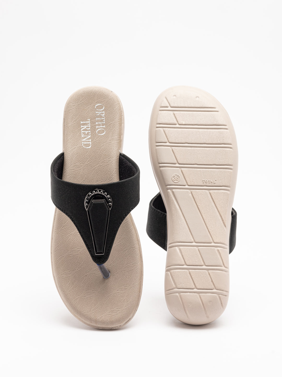 ORTHO TREND Women's Flats Ortho comfort-Light weight Flats Comfortable & Daily use-BLACK