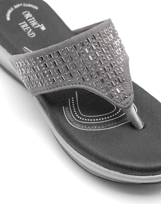 Ortho Trend Soft Open-Toe Comfort Slipper Gray, Black and Pink