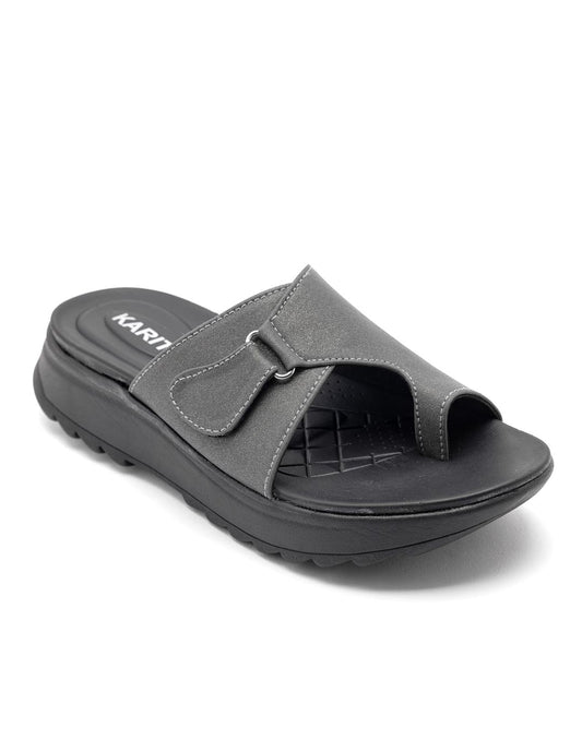 Ortho Trend Soft Footbed Open-Toe Slipper Daily use slipper Gray and Black