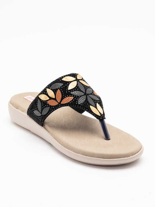 ORTHO TREND Women's Flats Ortho comfort-Light weight Flats Comfortable & Daily use-BLACK