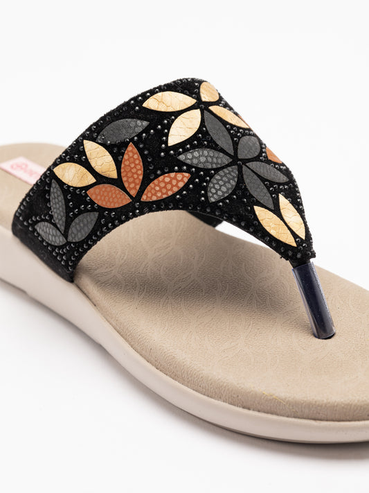 ORTHO TREND Women's Flats Ortho comfort-Light weight Flats Comfortable & Daily use-BLACK