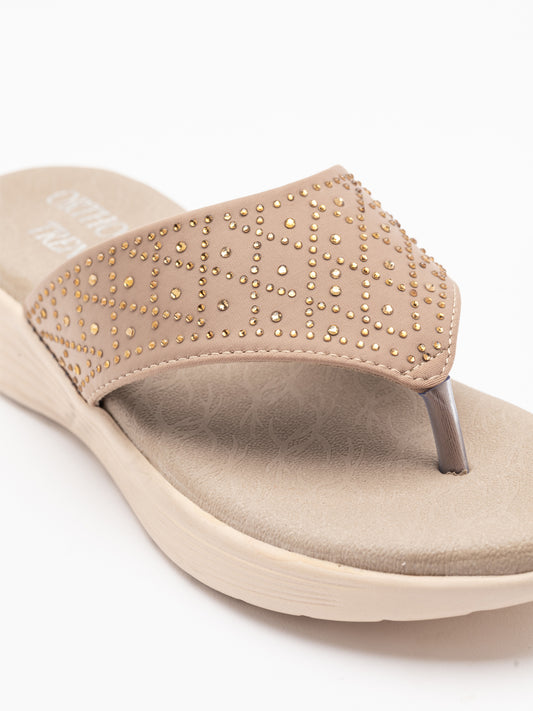 ORTHO TREND Women's Flats Ortho comfort-Light weight Flats Comfortable & Daily use-BEIGE