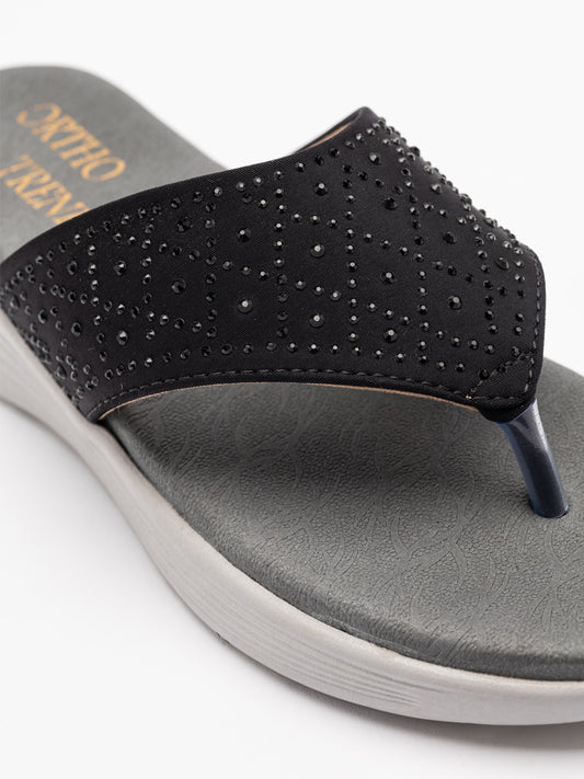 ORTHO TREND Women's Flats Ortho comfort-Light weight Flats Comfortable & Daily use-BLACK