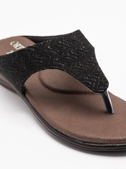 ORTHO TREND Women's Flats Ortho comfort-Light weight Flats Good for Knee & Foot Pain-BLACK
