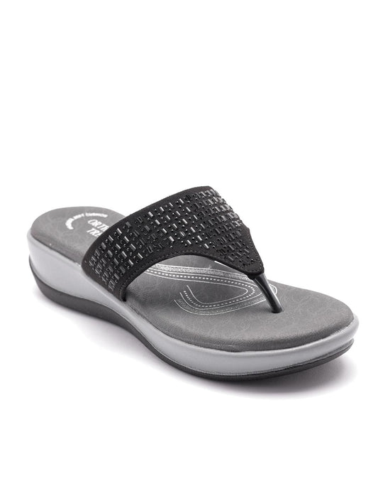 Ortho Trend Soft Open-Toe Comfort Slipper Black, Pink and Gray