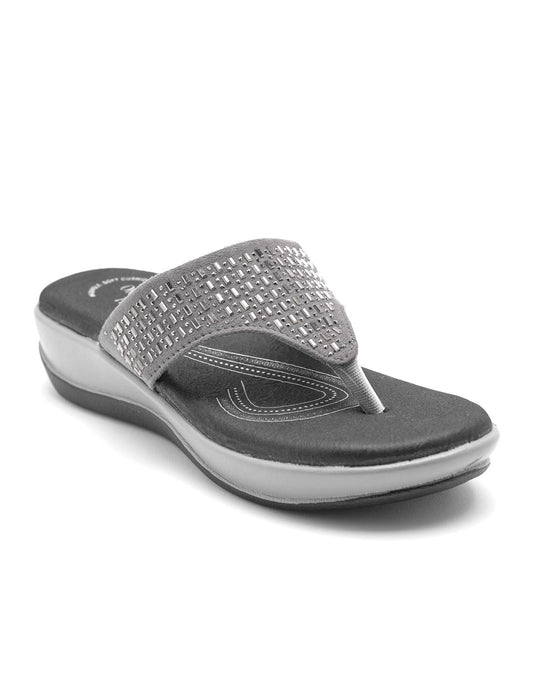 Ortho Trend Soft Open-Toe Comfort Slipper Gray, Black and Pink