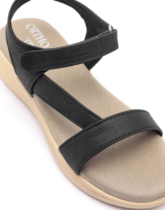 Ortho Trend Soft Adjustable Sandal – Black