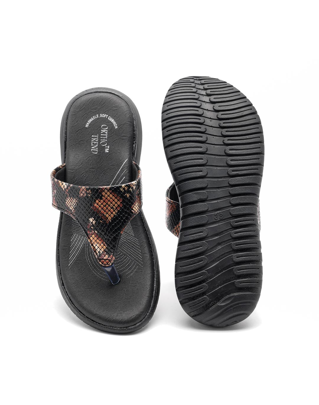 Ortho Trend Soft Open-Toe Comfort Slipper – Black