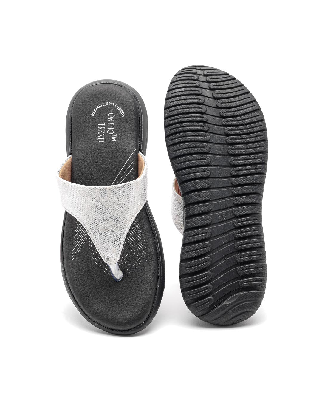 Ortho Trend Soft Open-Toe Comfort Slipper – Silver