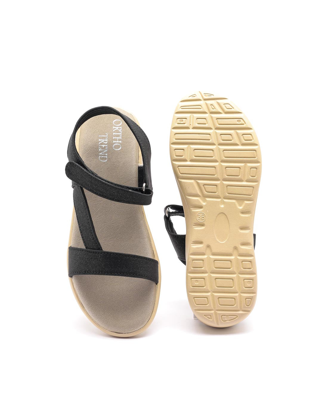 Ortho Trend Soft Adjustable Sandal – Black